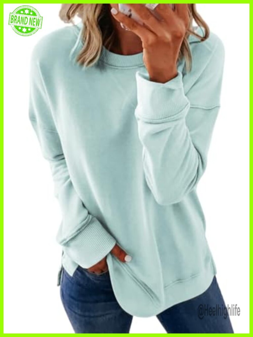 Women's Casual Crew Neck Sweatshirt Loose Long Sleeve Pullover Top Relaxed Fit